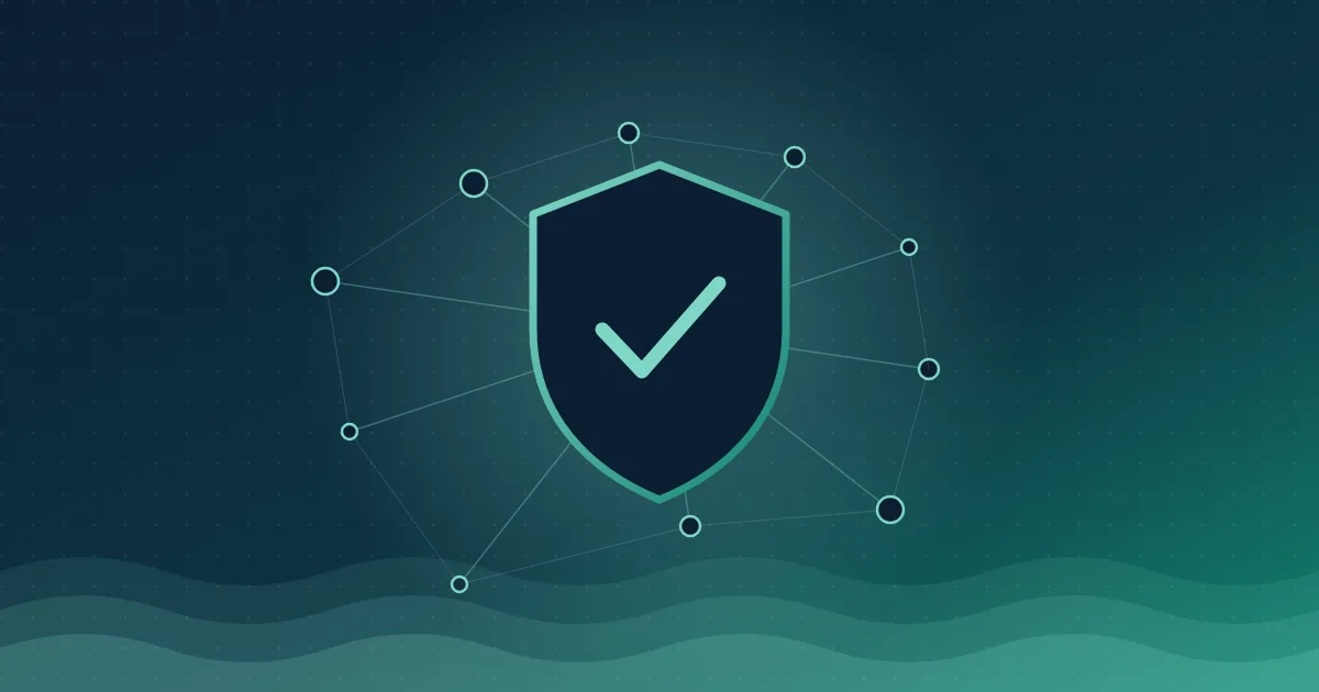 Abstract illustration of a shield connected to a network